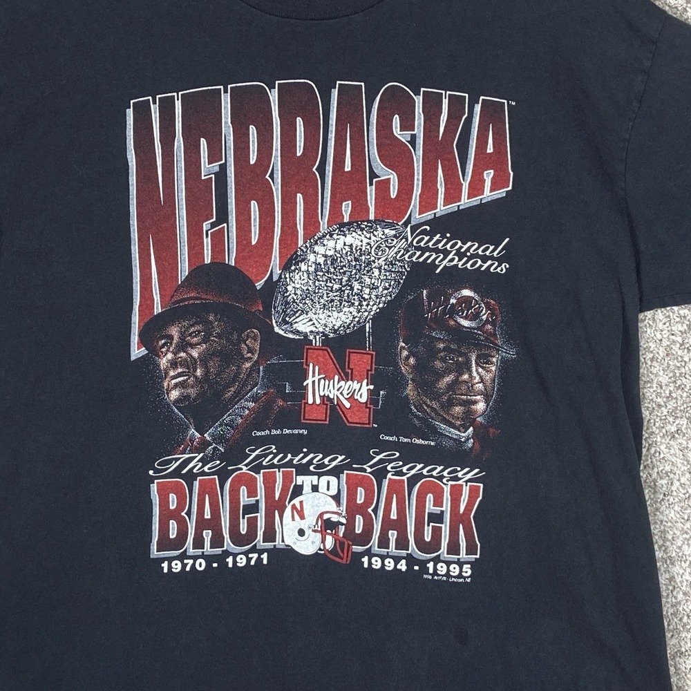 Vintage 1996 Nebraska Huskers T-Shirt Mens XL Back to Back Single Stitched - Picture 3 of 7
